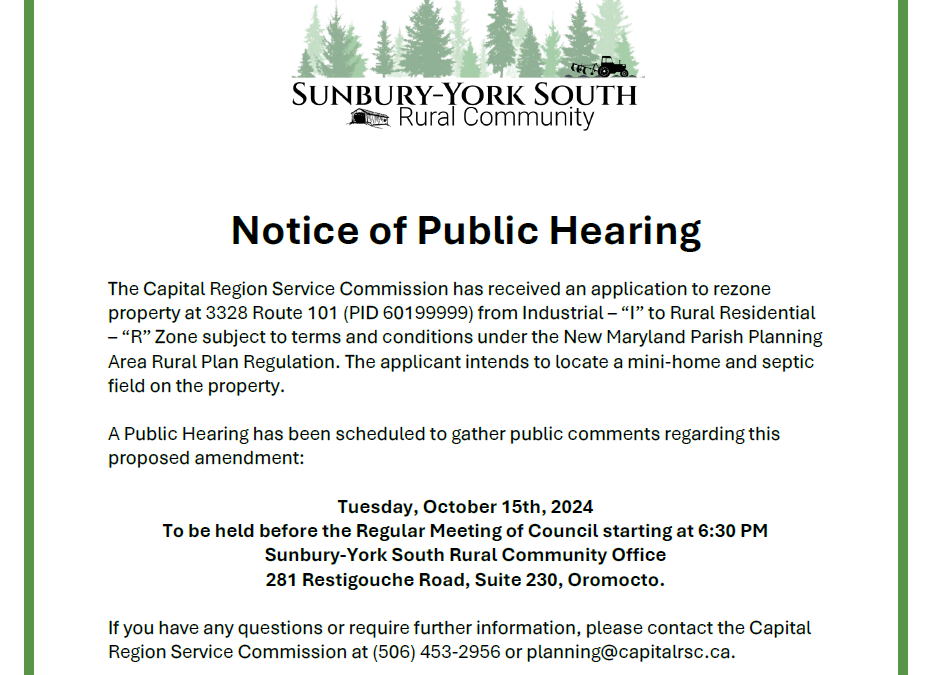 Notice of Public Hearing – 3328 Route 101